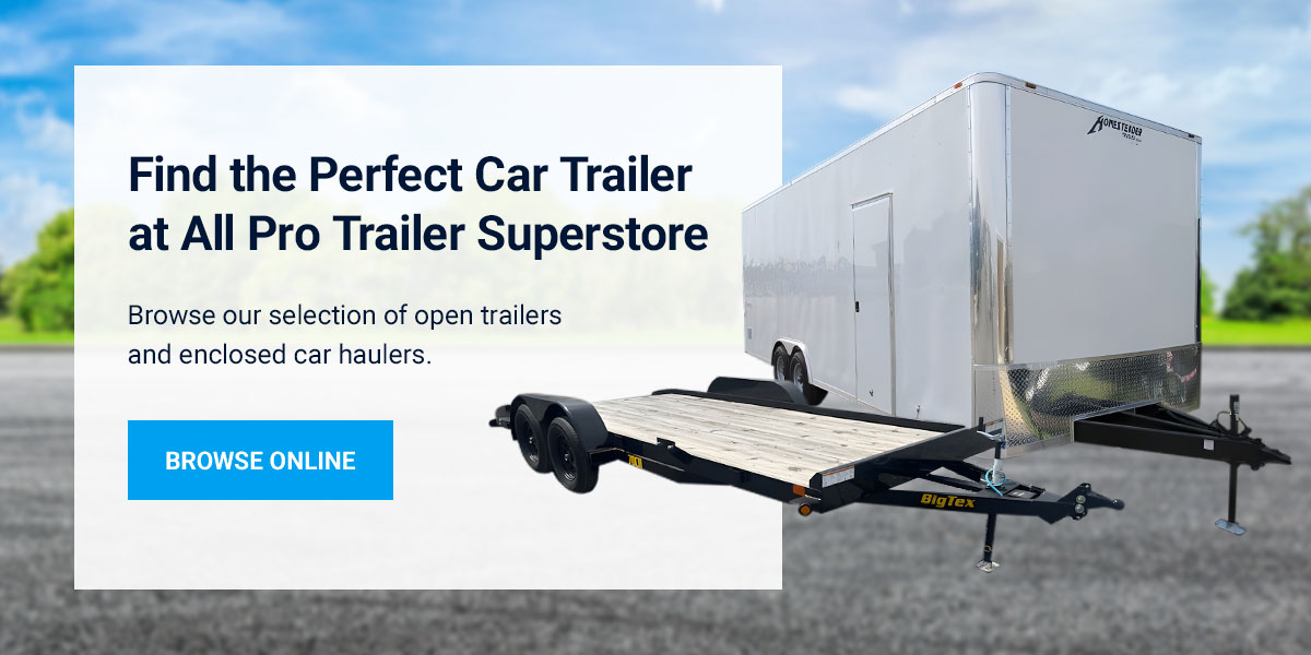 An enclosed and open car trailer for sale at Trailer Superstore