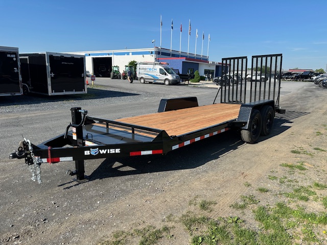 BWise 7 x 18 Low Profile Equipment Trailer - Landscape Ramp