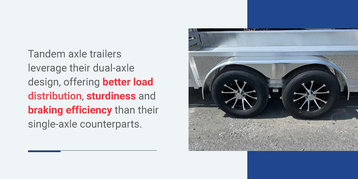 A tandem axle trailer that shows the dual-axle design