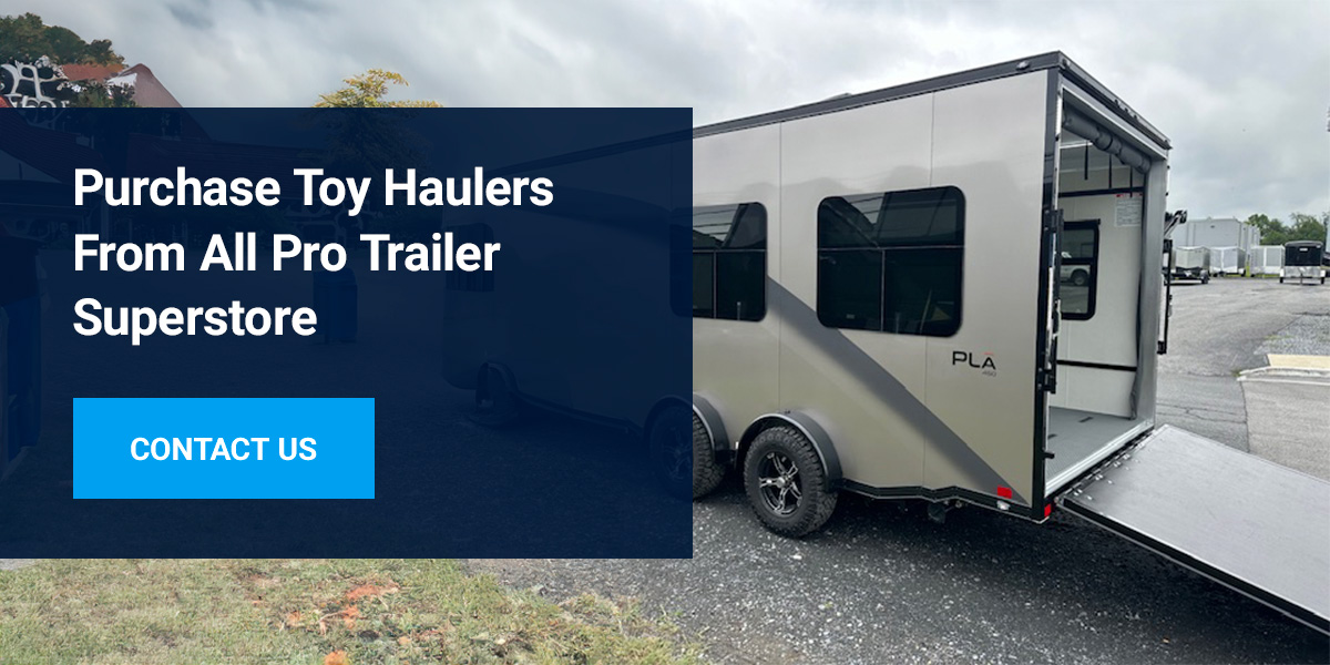 A toy hauler for sale at All Pro Trailer Superstore