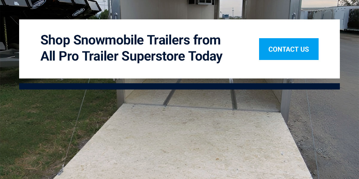 The back of a snowmobile trailer for sale at Trailer Superstore